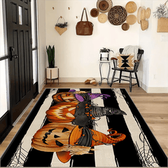 HAPPY HALLOWEEN Pumpkin Kitchen Rug Retro Halloween Carpet