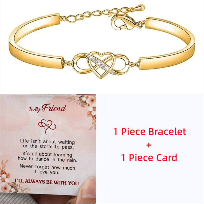 Heart Infinity CZ Bangle Bracelet w/Gift Card