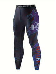 Men's Wolf Pattern Compression Crew Neck Shirt & Pants Set