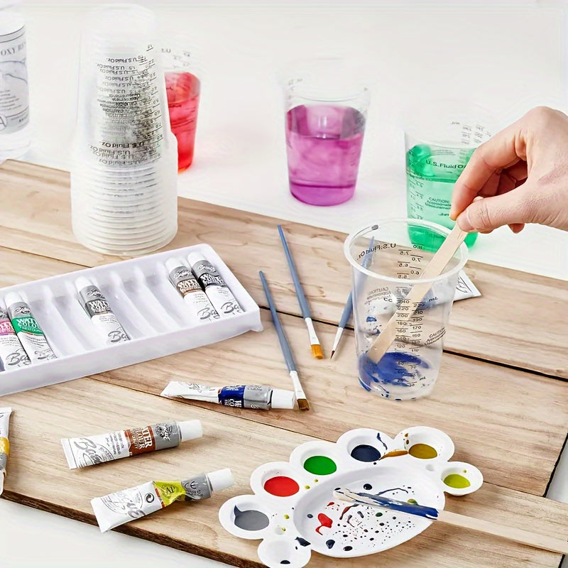 50pcs 8oz Disposable Paint Mixing Cups With Scale High Temperature Resistant