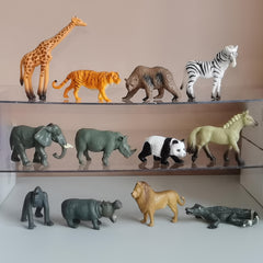Mini Farm Wild Animal Figures Set Lion Tiger Zebra Giraffe PVC Educational Toy