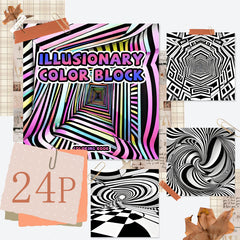 Illusionary Block Adult Coloring Book 24 Pages Single Sided Print for Relaxation