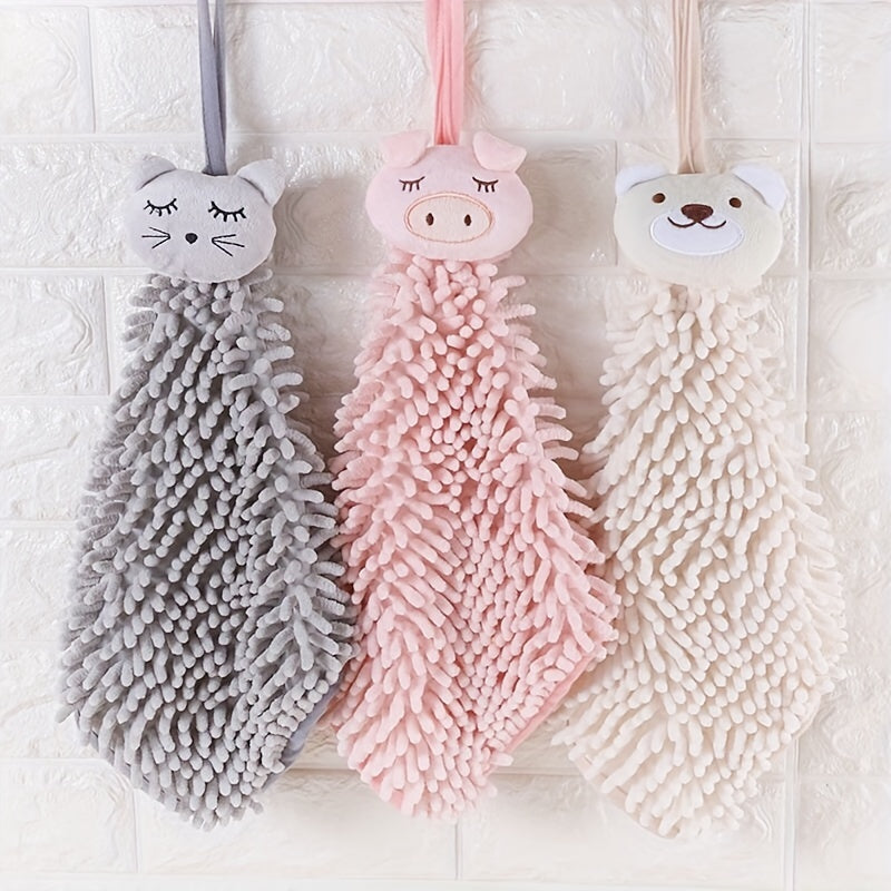 Soft Chenille Hanging Towel for Hands Quick Drying Absorbent Towel