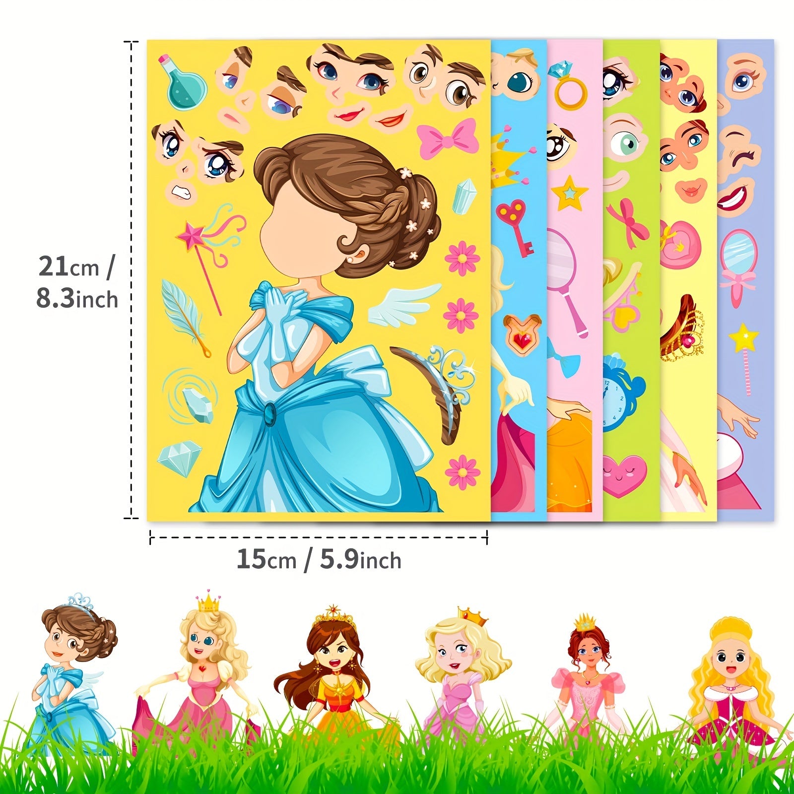6 Princesses Face Puzzle Stickers Funny Educational Toys