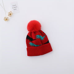 Dinosaur Knitted Hat with Ear Protection for Baby Boys and Girls