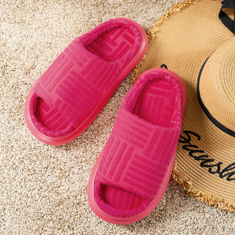 Women's Solid Platform Slippers Casual Slip On Towel Shoes