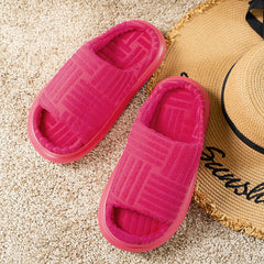 Women's Solid Platform Slippers Casual Slip On Towel Shoes