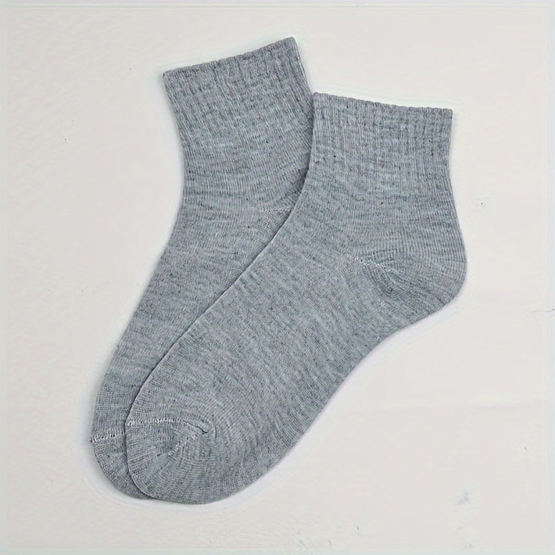 Men's Solid Crew Socks Breathable Comfy Casual Unisex Socks