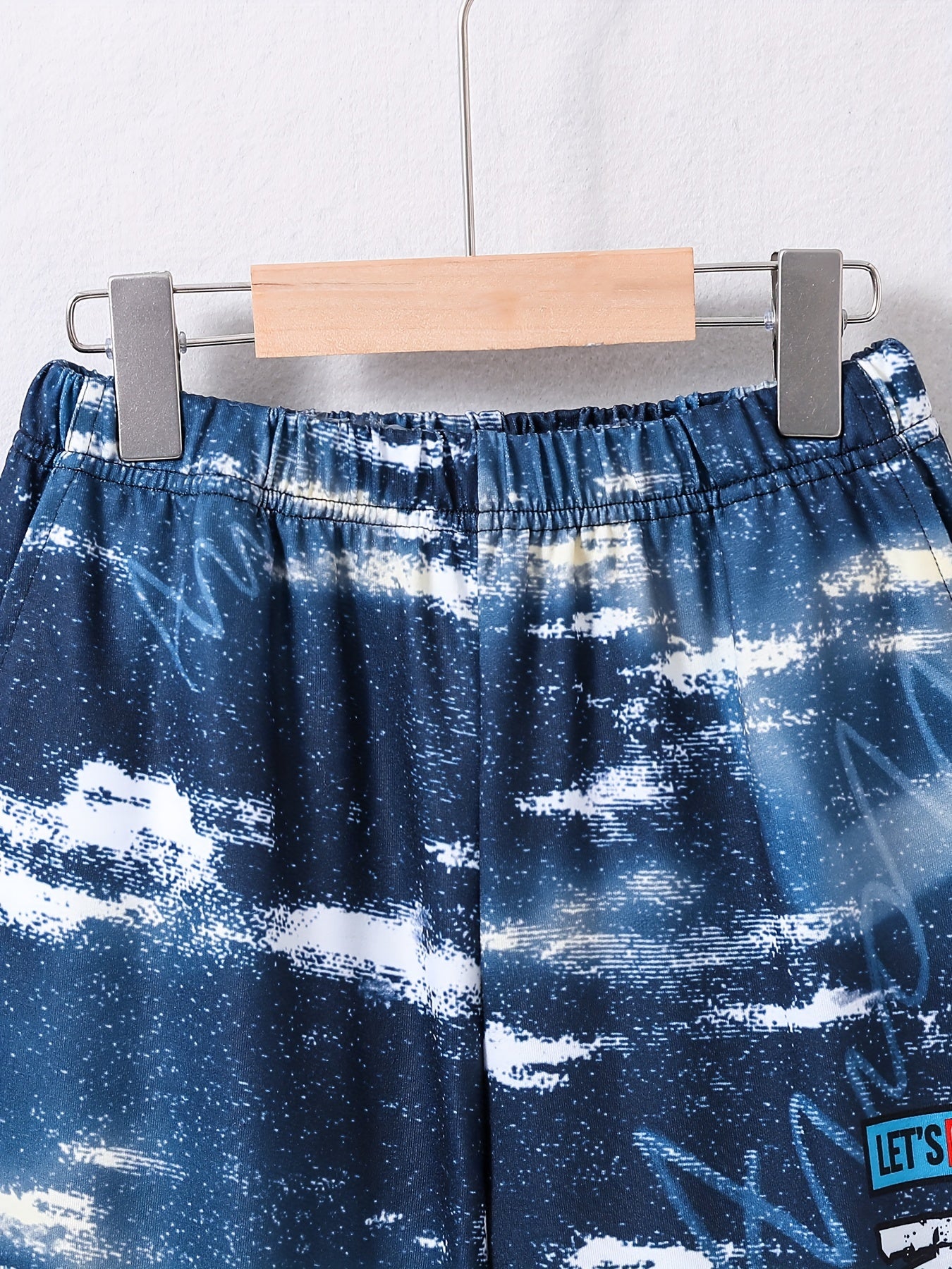 Boys Casual Elastic Waist Letter Print Long Pants