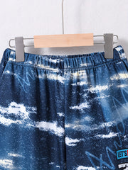 Boys Casual Elastic Waist Letter Print Long Pants