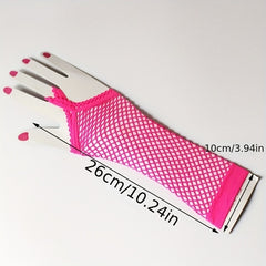 Fishnet Hollow Y2K Fingerless Gloves Gothic Costume Gloves