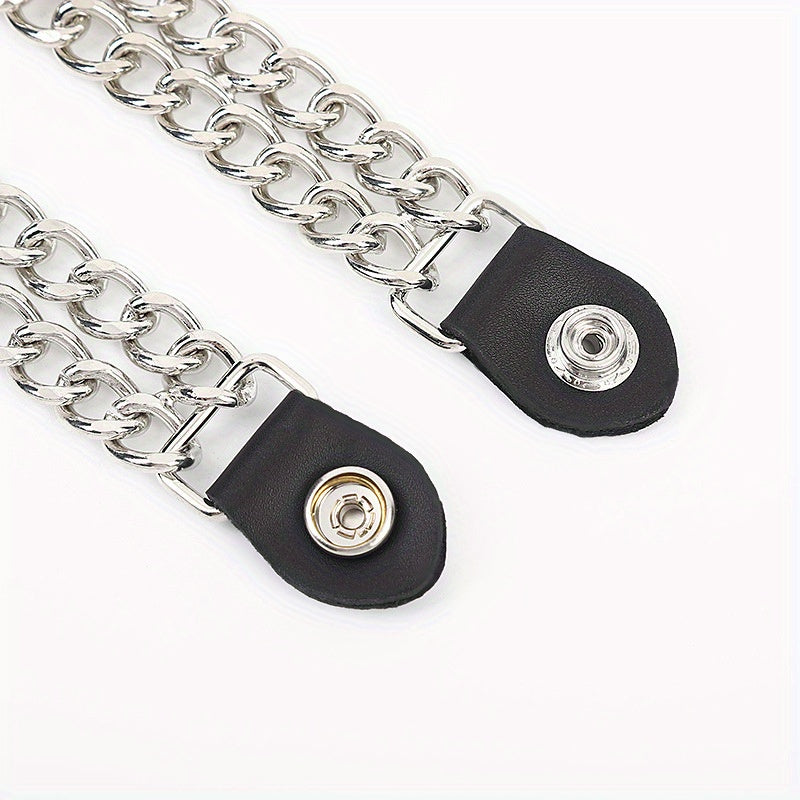 2pcs Steel Buckle Motorcycle Vest Extension Chain Retro Riding Style