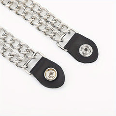 2pcs Steel Buckle Motorcycle Vest Extension Chain Retro Riding Style