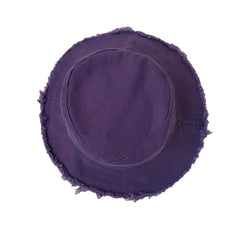 Candy Washed Bucket Hat Wide Frayed Brim Denim