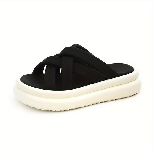 Women's Cross Strap Platform Slides Sandals Open Toe Thick Bottom