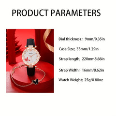 Student Digital Heart Diamond Watch and Butterfly Jewelry Set