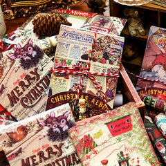 30 Pcs Christmas Paper Retro Decoration Collage 9.3x9.5In Notebook Journal