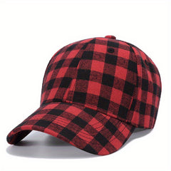 Plaid Print Couple Baseball Cap Classic Cotton Dad Hats for Men Women