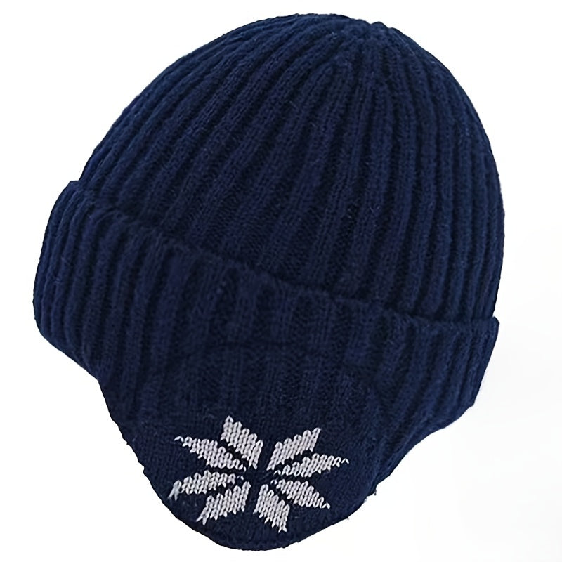 Winter Beanie Hat Knit Skull Cap With Earflaps