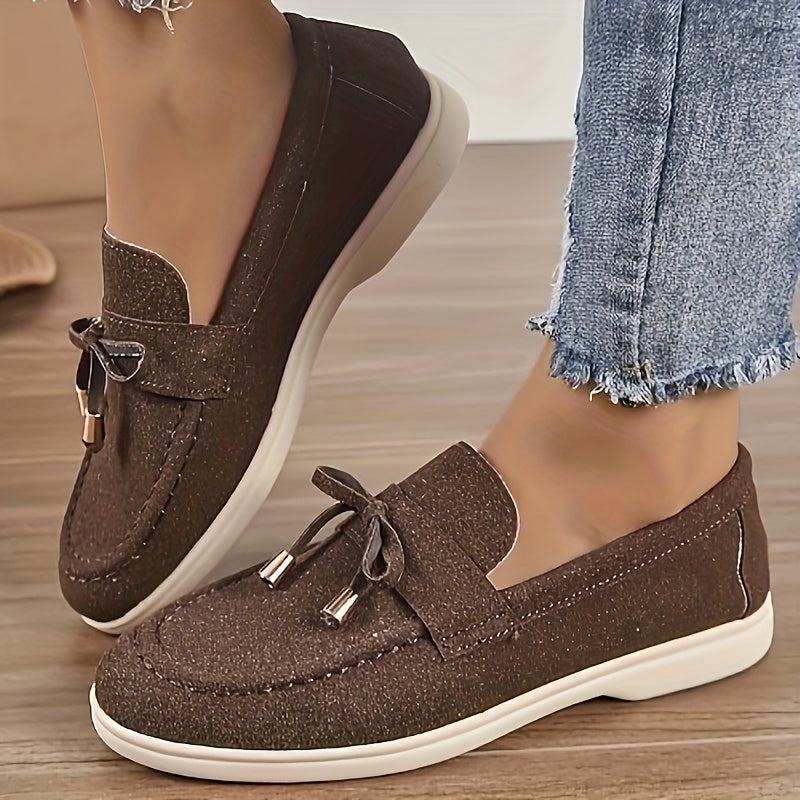 Women's Bow Decor Slip on Walking Shoes