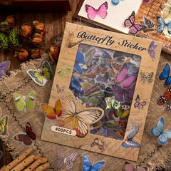 400pcs Holographic Butterfly Sticker Glitter Waterproof PET Scrapbook