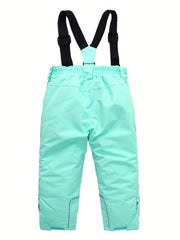Girls Solid Suspender Trousers Ski Set Winter Sports Skiing