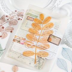 10pcs Leaf Series PET Stickers Fresh Crystal Ink Large Size Plant Material