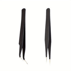 2pcs Precision Stainless Steel Tweezers for Eyelash Extension Nail Sticker Gems