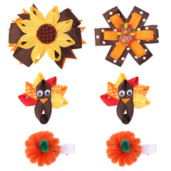 Thanksgiving Party Headwear Turkey Sunflower Flower Hairpin Pumpkin Hair Clip