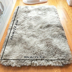 Long Plush Carpet Tie dye Light Gray for Bedroom Bedside Use