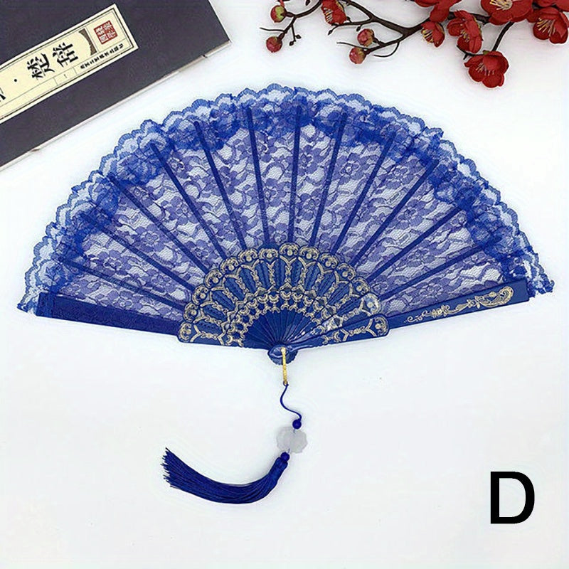 Retro Style Lace Orchid Folding Fan Dance Photography Props
