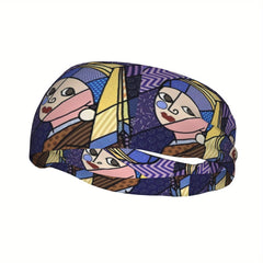 Unisex Sports Headband Sweat Wicking Polyester Mosaic Art