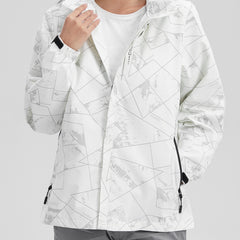 Women's Geometric Pattern Windproof Jacket for Hiking