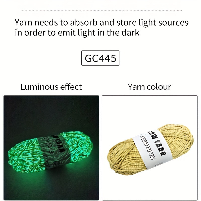2-pack Glow In The Dark Yarn for Crocheting/Knitting 50g 45m