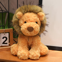 9" Lion Plush Stuffed Animal Realistic Light Brown & Green Lion Toy