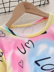 Girls Tie Dye Heart Pattern Dress for Hip Hop Dance