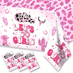 Disco Cowgirl Tablecloth Pink Plastic Rectangular Table Cover
