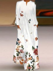 Women's Floral Print Maxi Dress with Pockets