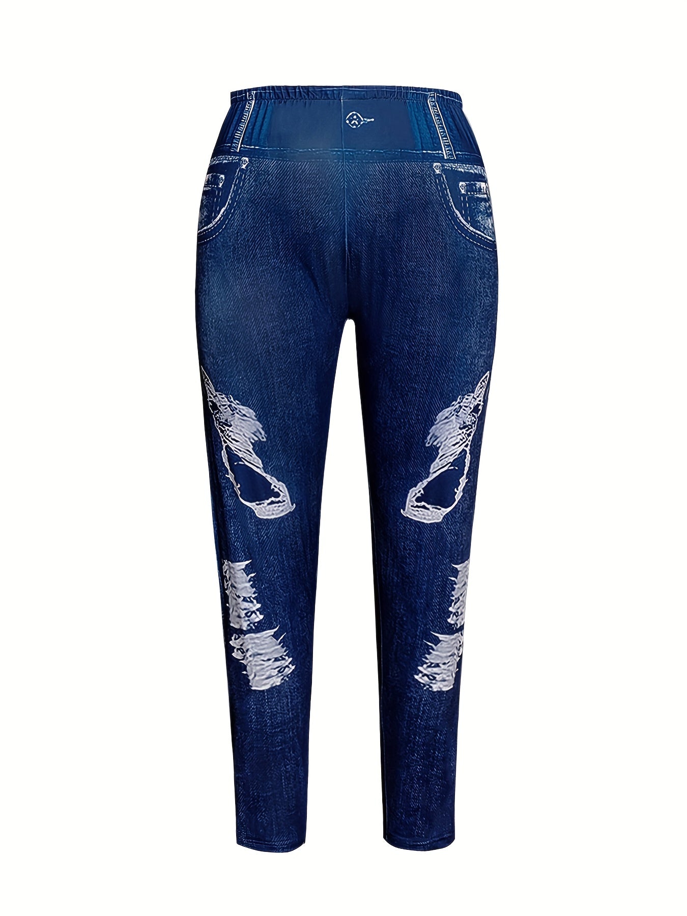 Women's Plus Denim Print High Rise Stretchy Yoga Skinny Leggings