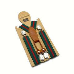 Kids Leather Suspenders Elastic Braces Adjustable 2 4 Clip