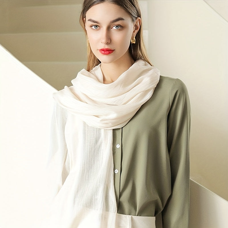 Solid Scarf Casual Frayed Edge Shawl Outdoor Sunscreen Wrap