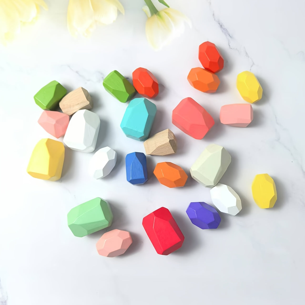 Colorful Wooden Stacked Stone Balance Toy for Kids