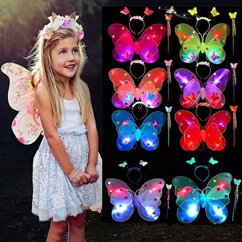 LED Children Costume Props Girls Skirts Luminous Wing Set