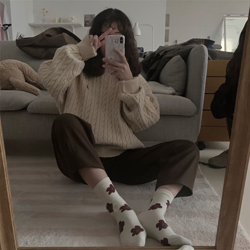 Floral Print Mid Tube Socks Women's Stockings