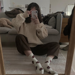 Floral Print Mid Tube Socks Women's Stockings
