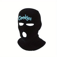 Unisex Thermal 3 Hole Balaclava Hat Cookies Embroidered Full Face Covering
