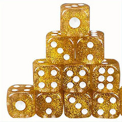10pc/set 16mm Transparent Crystal Golden Dice for Parties & RPGs