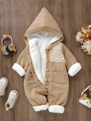 Newborn Knitted Hooded Jumpsuit with Cashmere