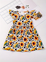 Toddler Girls Sunflower Princess Dress For Party