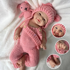Realistic Silicone Reborn Baby Doll Lifelike Newborn Girl in Pink Outfit